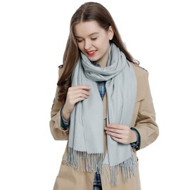 DonDon Women's Scarf, Plain, Soft, 185 x 65 cm, lightgrey, Einheitsgröße