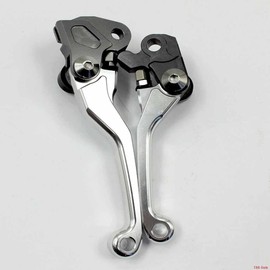 TDR 1 Pair Motorcycle CNC Pivot Brake Clutch Levers for KX65 KX85 KX125 KX250 KX250F RMZ250 RMZ450 2000-2015, Silver