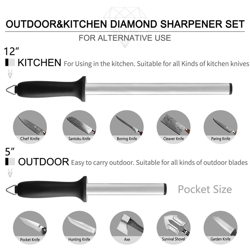 LEVINCHY Kitchen Knife Sharpener Set, Premium Knife Sharpener Rod for