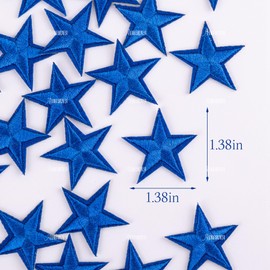 AUEAR, 30 Pack Blue Star Sew On Iron Patch Embroidered Appliques for DIY Craft Repair Decorations