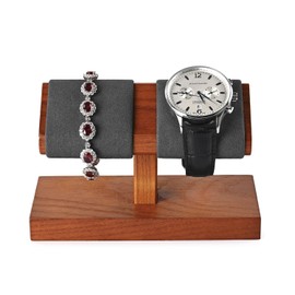 Oirlv SM21502 Wooden Watch Stand, For 2 Pieces, Display, Storage, Photography, Luxury, Stylish, Compatible with Eligible Invoices