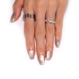 Handmade False Nail Blue Series (10pcs) (White moonlight(M))