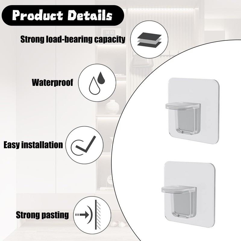GUQIANLU 12-Pack Adhesive Shelf Clips - No-Drill Shelf Bracket Holders