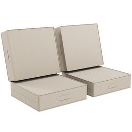 AOFEITE 2 PCS Outdoor Water-Resistant Olefin Deep Seat Cushion Set, 23 x 26 x 6 Inch Weather and Fade Resistant Patio Furniture Chair Cushion, Thickened Sofa Seat Pad with Straps, Gray Apricot