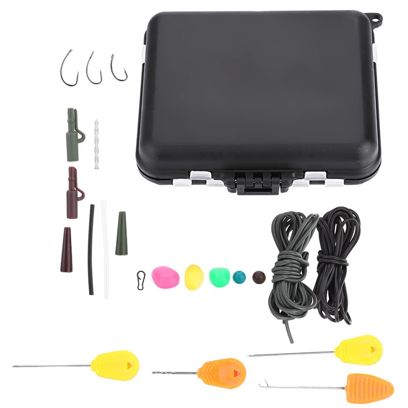 Carp Fishing Tackle Box Weights Clips Baiting Needles Hook Swivel