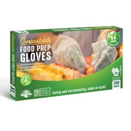 UNNI Compostable Food Prep Gloves, Small, 100 Count, Powder-Free, For Food Handling & Cleaning, ASTM D6400, BPI Certified