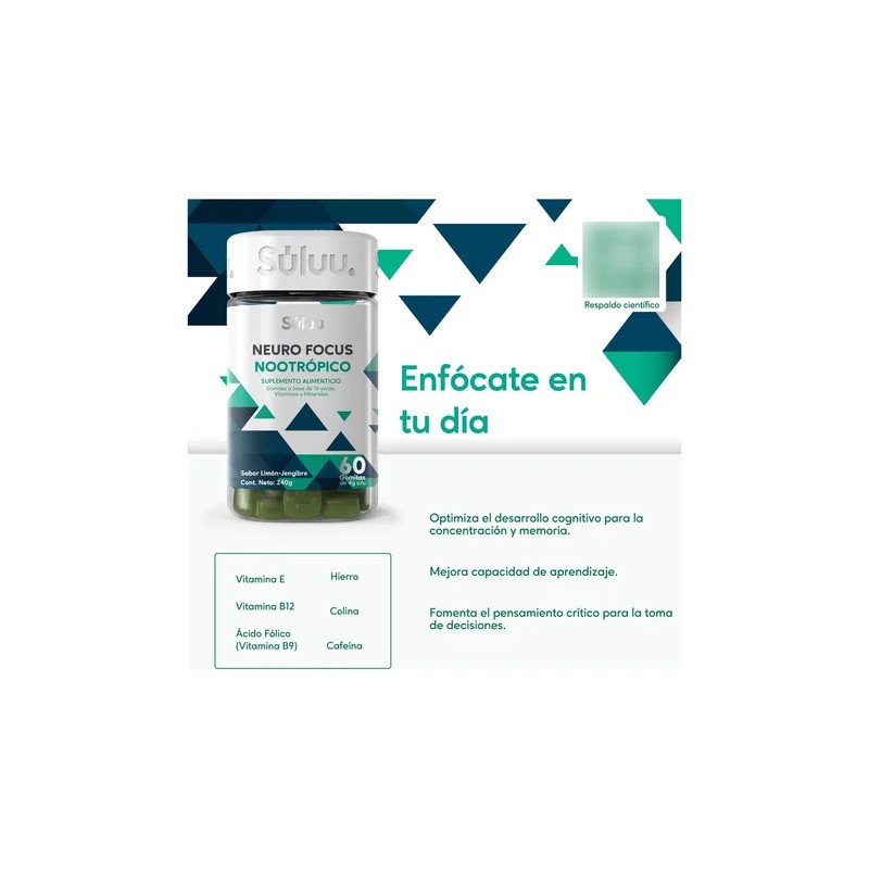 Suplemento Concentración Mental Acido Fólico Nootropicos Limón Y Jengibre