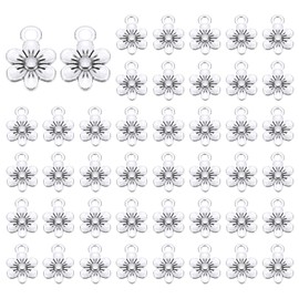 PATIKIL Little Flower Charm, 50 Pcs Alloy Vintage Small Flower Pendant for Woman Necklace Earring Bracelet Jewelry Making and DIY Crafts, Dark Silver, 0.5 x 0.4 Inch