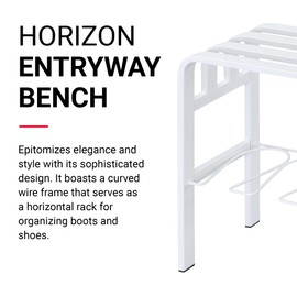 Proman Products - Horizontal Steel Shoe Bench, Shoe Organizer for Entryway, Shoe Storage Bench (White)