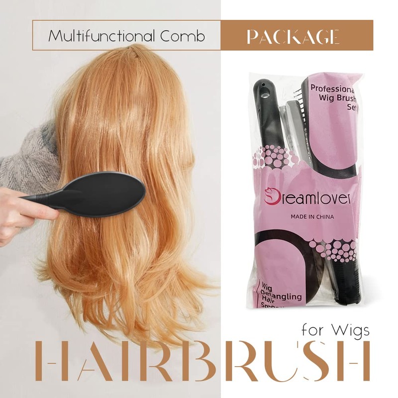 Dreamlover Pack of 2 hair brushes without pulling, wig comb