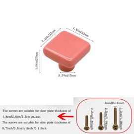 jzytzpzfji 6 Colors, 1 Each Colorful Cabinet Door Handle Wardrobe Drawer Square Single Hole Dressing Tables Furniture Handle Pull (1, 6 Colors, 1 Each Including red Orange Yellow Green Blue Pink)