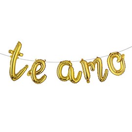 Spanish I Love You TE AMO Decoration Set - Spanish I Love You Letter Balloons Banner Wedding Anniversary Propose Marriage Party Decoration (L TE AMO Gold)