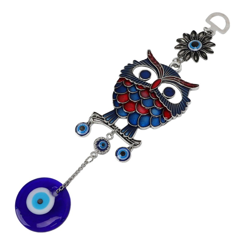 9.3in Blue Evil Eye Owl Pendant Decoration Protection Blessing Lightweight