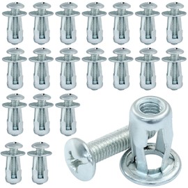 Jiozermi 20 Pcs Hollow Wall Anchors and Screws, Hollow Core Door Anchors for 0-5mm Door Thin Walls Hollow Plastic Sheet Iron Sheet, M6 x 1"