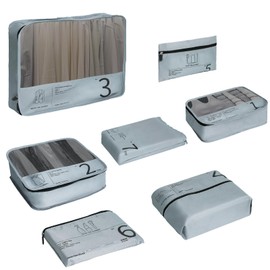 TEUYOE 7 PCS Packing Cubes, Multifunctional Packing Cubes For Suitcases, for Carry-On Luggage, Backpack, Duffle Bag, Tote Bag, Travel Bag and Weekend Getaway Bag(Gray)