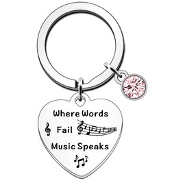 FMCC Music Keyring Gifts Music Lover Gifts for Women Gifts for Music Teacher Student Musicians Gifts Inspirational Gifts Music Where Words Fail Music Speaks
