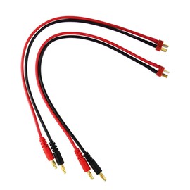 OliYin 2pcs Anti-Skid T-Plug Style Connector to 4mm Banana Plugs Battery Charge Lead Adapter 14awg 30cm 11.8in Cable(Pack of 2)