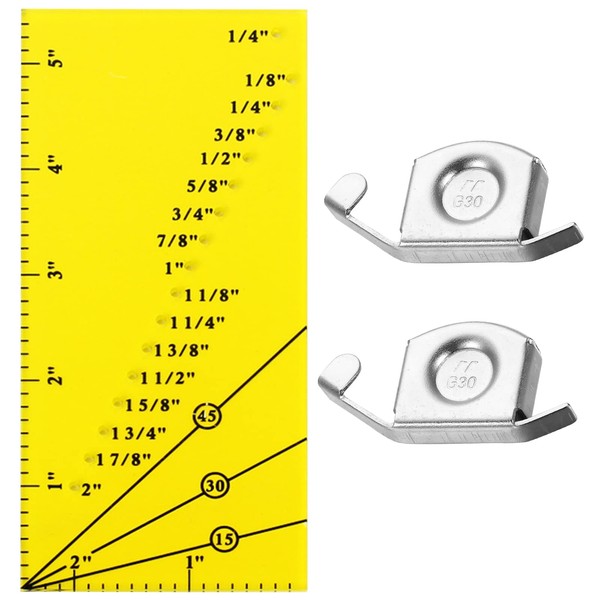 ZOCONE 3-Pack Magnetic Seam Guide and Seam Gauge Ruler for Sewing Machine Trim Straight Line Hems 1/8 to 2 Inch, Seam Allowance Ruler with 15 30 45 Degree Line for Clothing and Accessories(Yellow)