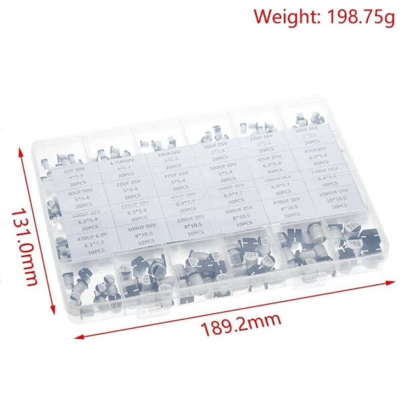 KSOPUERT Electrolytic Capacitors 24 Values SMD Bypass Low Frequency Aluminium