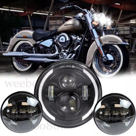 RIDROID 7" LED Headlight + Passing Lights For Harley Davidson Softail Deluxe EFI FLSTNI