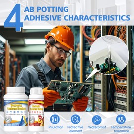 WANJAO Electronic Potting Compound, Electronic Sealing Compound Transparent Waterproof Becomes Hard After Curing for Electrical Insulation, Potting, Encapsulating, Circuit Board, 300g A+B