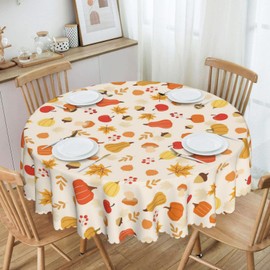 cofalery Oil-Resistant Tablecloth - Waterproof Washable Floral Design, 60 Inch Round Table Cover for Kitchen Dining, Outdoor Picnic, Party, Home Decor