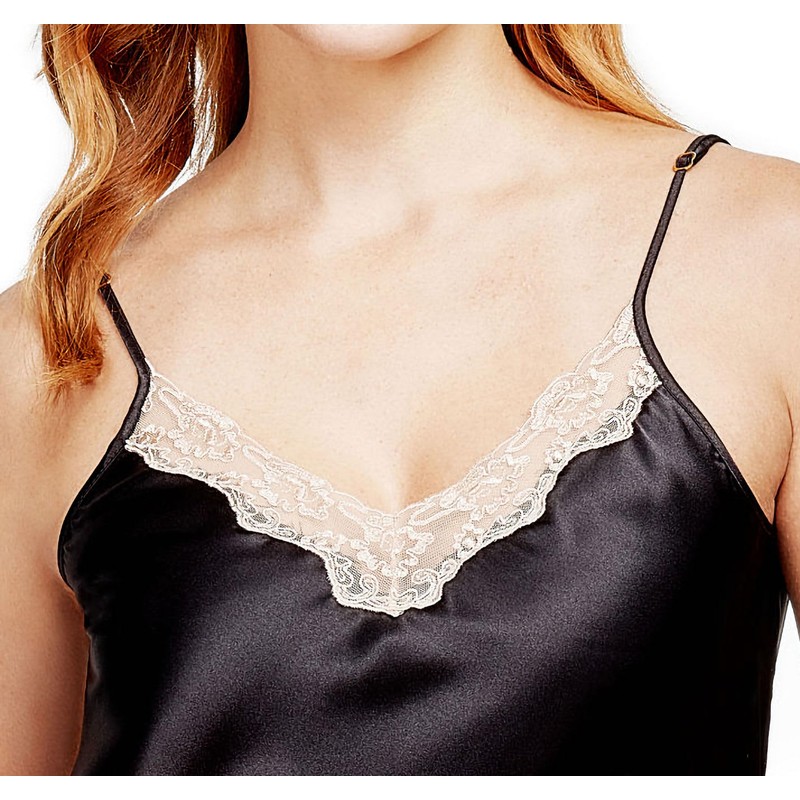 Shadowline - Camisón de satén para mujer, sin mangas, ribete