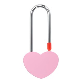 PATIKIL 3.9" 50mm Love Locks Heart Padlock Without Key, Single Heart Wish Lock Romantic Heart Lock for Lovers Lock Bridge Wedding Anniversary Travel Present, Pink