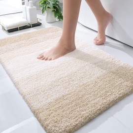 OLANLY Bathroom Rugs Mat 30x20, Extra Soft Absorbent Microfiber Bath Rugs, Rubber Backing, Quick Dry, Machine Washable Bath Mats for Bathroom Floor, Tub, Shower and Home Decor Accessories, Light Beige