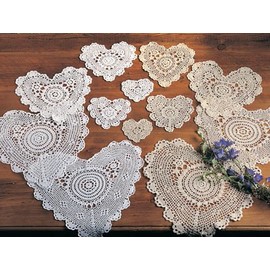 Handmade, Crochet Lace Doily. 100% Cotton Crochet. White, 8 Inch Heart. Four pieces