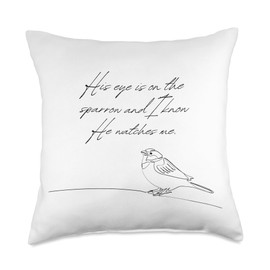 His Eye is on the Sparrow Throw Pillow