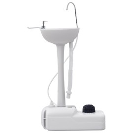 kleankin Portable Hand Washing Station, Handwashing Station Basin with 4.5 Gallon Tank, Rolling Wheels, Soap Dispenser, Towel Holder for RV, Outdoor Events, Gatherings, HDPE, White