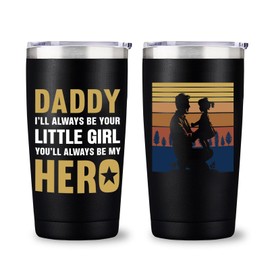 Arsemica Fathers Day Dad Gifts from Daughter, Birthday Gifts for Daddy, Stainless SteelTumbler with Lids and Straws for Father, 20 OZ Cups Keep Drinks Cold & Hot, Retirement Sentimental Gift for Dad