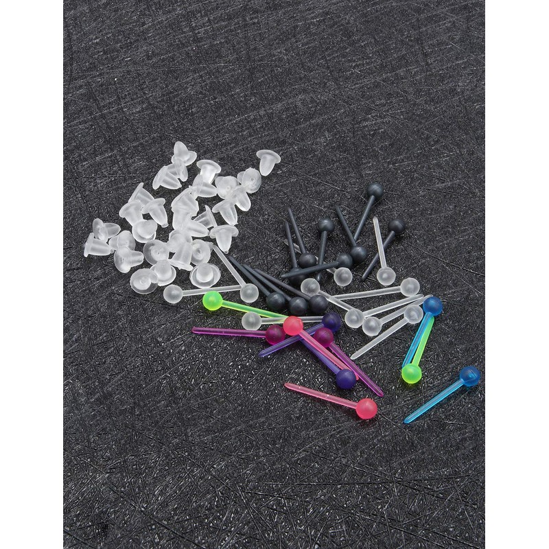 Jenxnjsjo Clear Plastic Silicone Rubber Multicolor Post Ball Stud Earrings