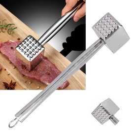 Topyond Meat hammer, robust meat tenderiser, robust, steak hammer made of stainless steel with non-slip handle, suitable for use in the kitchen, cooking accessories