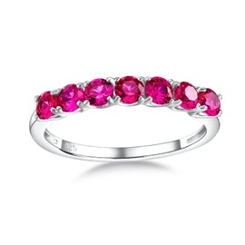 AGRULE Ruby Ring, Wedding Rings for Women, 925 Sterling Silver July Birthstone Rings Eternity Ring Created Gemstone Engagement Ring Size 7