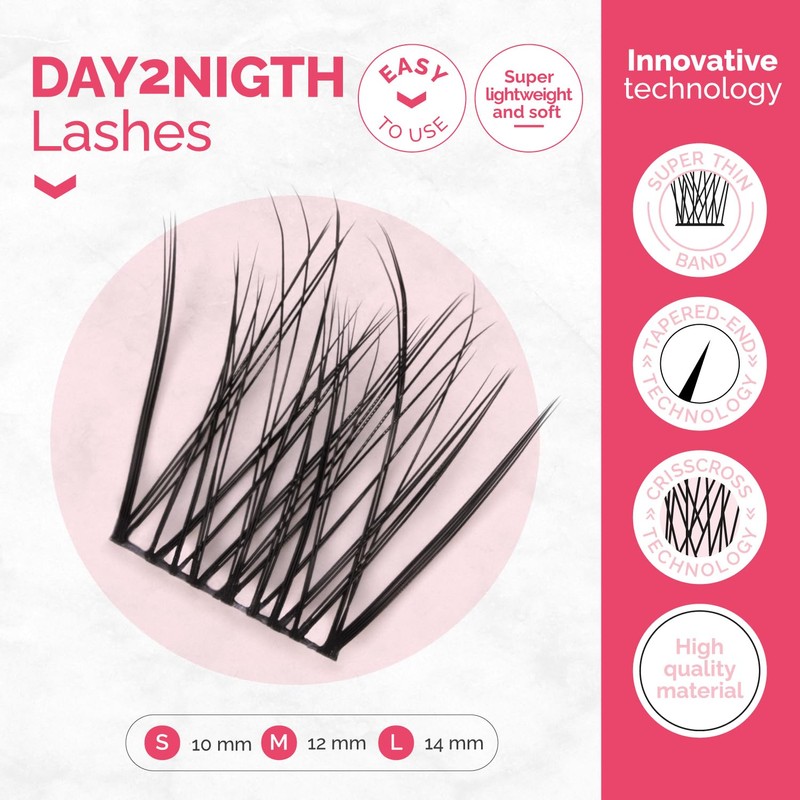 Renata Beauty Day2Night Cluster Eyelashes, Variety in Lengths (10 mm