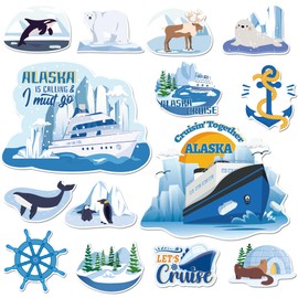 Alaska Cruise Door Decorations Magnetic - 14 Pcs Glacier Cute Animals Cruisin' Together Alaska Cruise Door Magnets, Alaska Cruise Essentials, Alaska Cruise Magnets for Door Ship Cabin Fridge