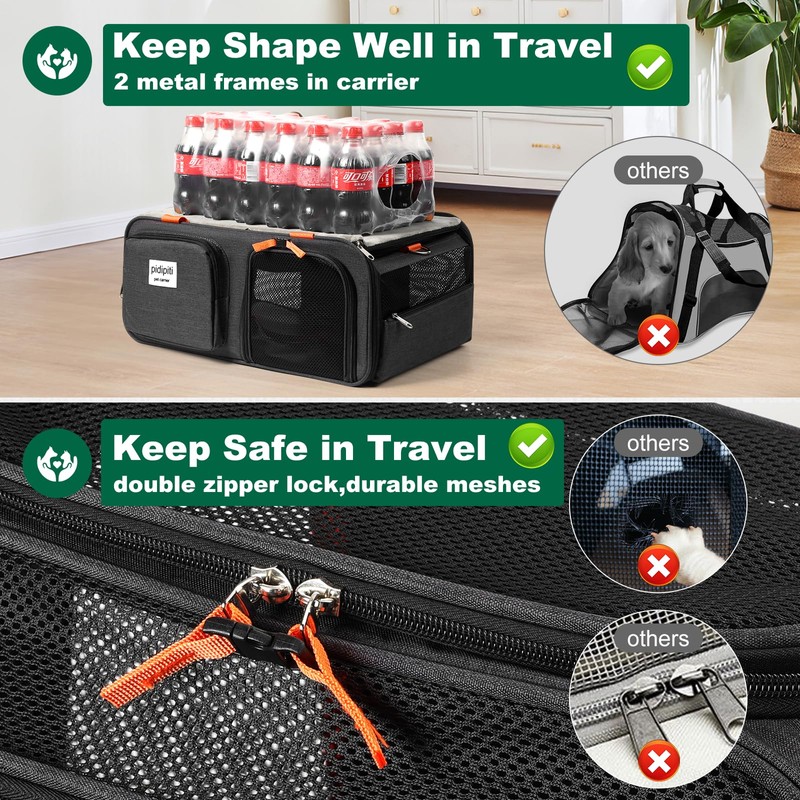 pidipiti 17x13x8 Frontier Allegiant Airlines Approved top Expandable pet Carrier