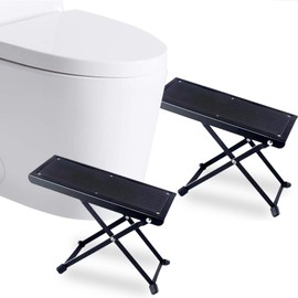 XSHANG One Pair Folding Squatting Stool | Multi-Function Foldable 5-9"" Height Squatting Toilet Step Stool | Multi-Function Toilet Stool Portable Step for Home Bathroom (Black)…