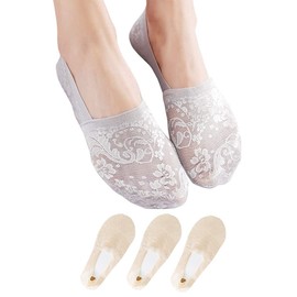 Lino Ulu 3 Pair Set x Foot Covers (360° Anti-Slip and Breathable, Antibacterial x Deodorization), Footcover, Women's, Socks, No Slip Socks, Ankle Socks, Beige 3 Pair Set