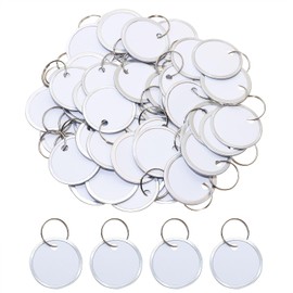 ONLYKXY 50pcs Blank Labeling Tags Round Name Brand Shipping Tags with Ring Metal Rim Price Tag for Pricing Gift Jewelry Clothing Yard Sale Garage Supplies Marking Label Hang Tag (White, 1.22inch)