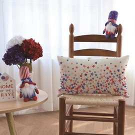 Ogiselestyle 4th of July Stars Patriotic Throw Pillow Cover, 12 x 20 Inch Independence Memorial Day America Stars Cushion Case for Sofa Couch