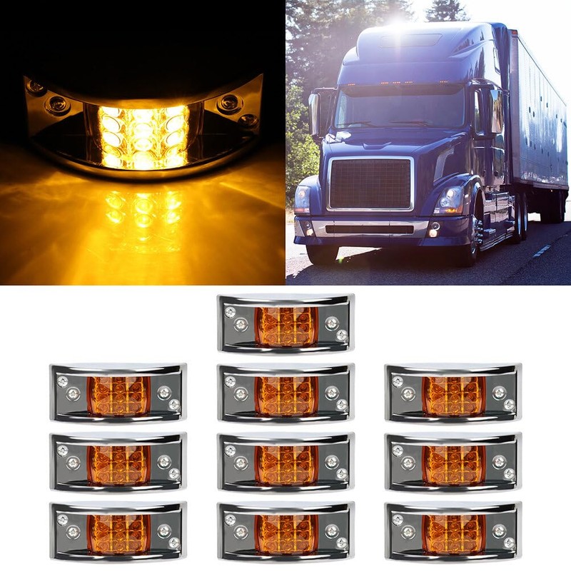 LBRST 10x Trailer Side Marker Light Rectangular Chrome Armored-style Trailer