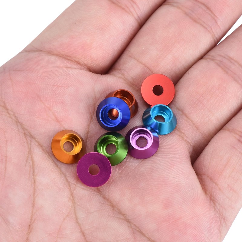 QUARKZMAN Set of 10 M3 Cone Cup Washers Anodized Aluminum