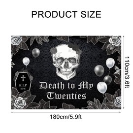 CheeseandU Death to My Twenties Backdrop Black 30th Birthday Decorations RIP to My 20s Funeral RIP to My 20s Funeral Black Party Background for My Youth Thirty Birthday Supplies, 70.9 x 43.3 inch