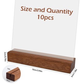 RAFIYU Pack of 10 Wooden Card Holders, Ebony Stand as Place Card Holder, Menu Card Holder, Photo Holder, Postcard Holder, Price Tag Stand, for Weddings, Restaurants, Banquets and Parties