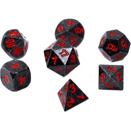 Rebel RPG Bone Set Metal Black Steel with Red Numbers