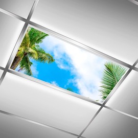 GVGHIDZ Fluorescent Light Covers for Classroom and Office - Eliminate Harsh Glare and Eye Strain. 2ft x 4ft LED Ceiling Light Decoration with - Easy Installation Coconut Tree