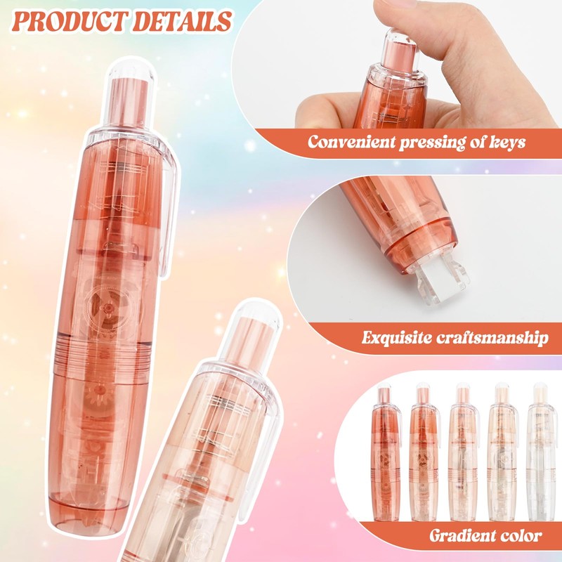5PCS Correction Tape Set Transparent Gradient Cute Design Tippex Pen